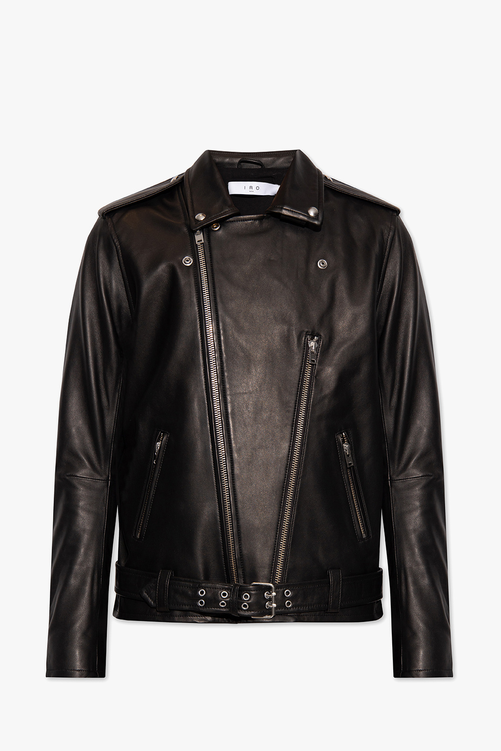 Iro leather 2024 jacket with hoodie